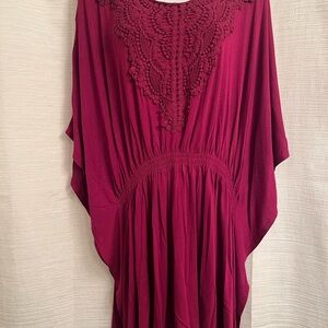 Elegant Burgundy Blouse with Lace Detail